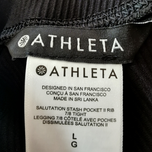 Athleta Salutation Stash Pocket II Rib 7/8 Leggings Black Size L - Picture 6 of 8